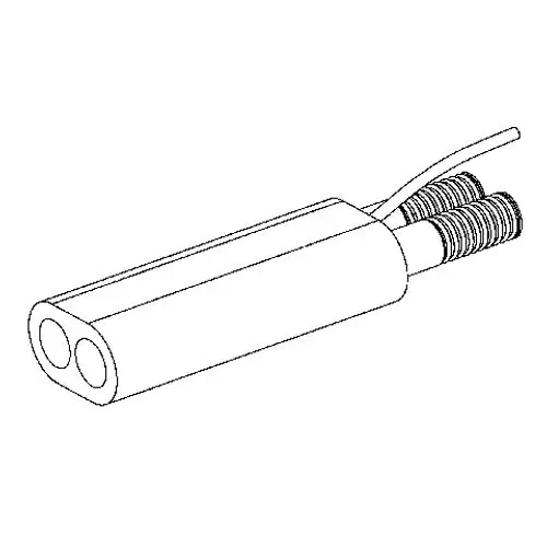 Rohrleitung mit zwei Anschlussöhren und Kabel, möglicherweise für Drucksysteme, Herstellermarke Daikin erkennbar.